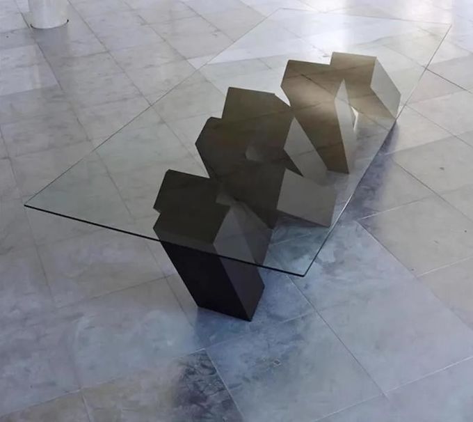 Novel Style Fashion Square Long Dining Table Acrylic Personality Base Design 3