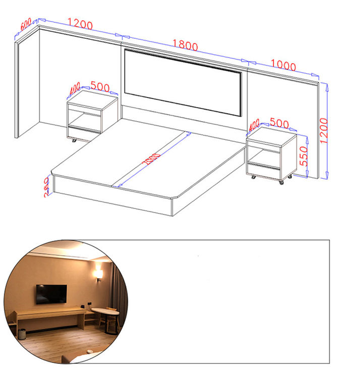 3 4 5 Star Luxury Wooden Bed With Nightstand Motel Hotel Resort Bedroom Furniture 3