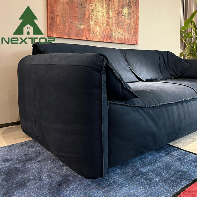 Custom Modern Deep Blue Fabric Interior Sofa 2 3 4 Seating For Home Villa Hotel 1