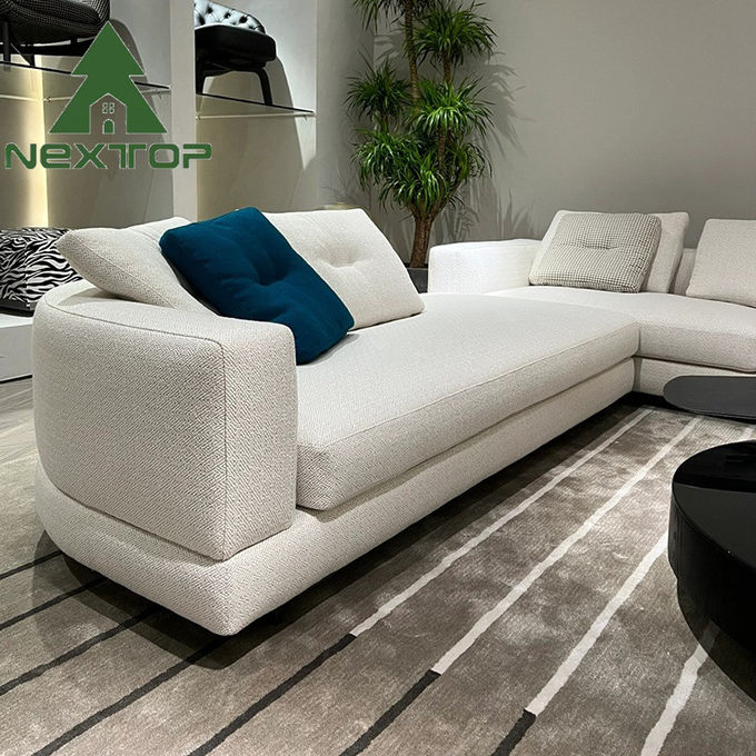 White Semi Circular Linen Sofa Interior Decoration Villa Living Room Office Area 0