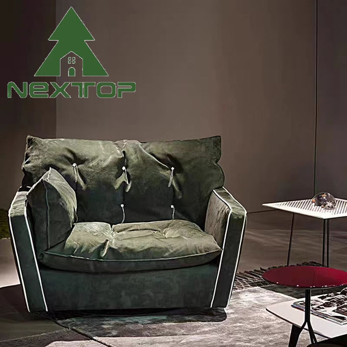 Light Green Comfortable Fabric 3 4 5 6 Seater Long Sofa Customization 3