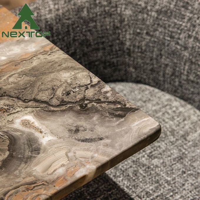 NEXTOP Stainless Steel Marble Top Dining Table Sets Art Base Rectangle 0