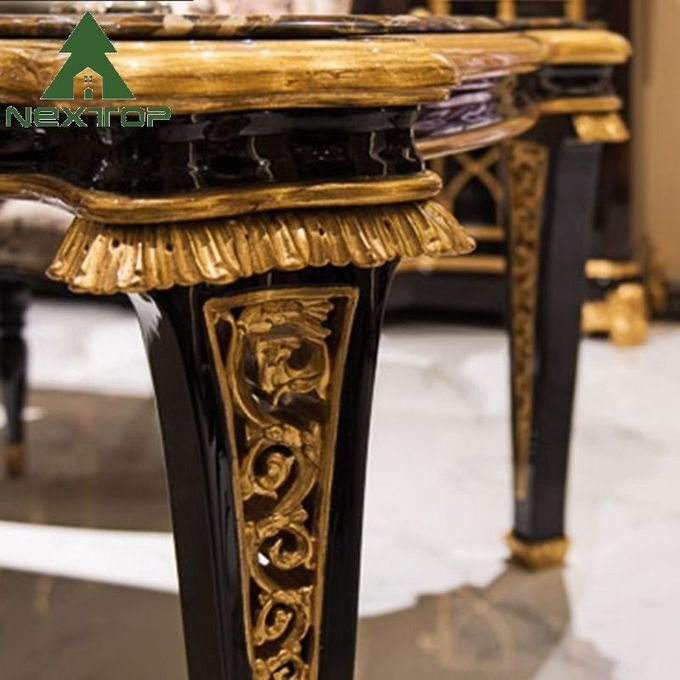 British Royal Style Dining Table Set 6 Seater Luxury Wooden Dining Table Sets 3