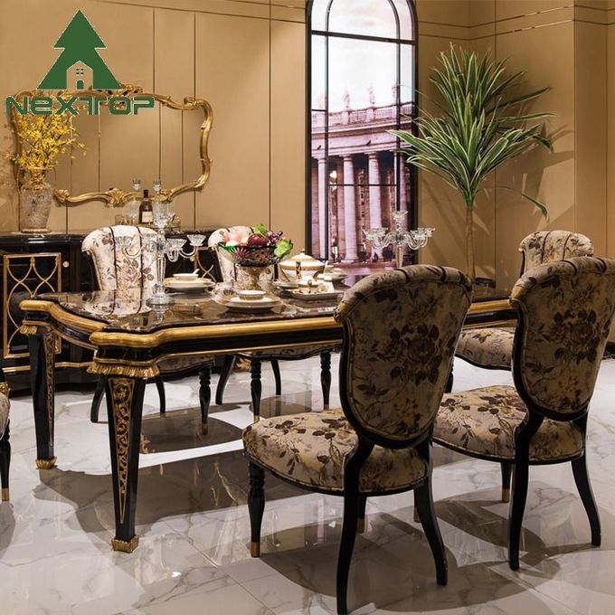 British Royal Style Dining Table Set 6 Seater Luxury Wooden Dining Table Sets 1