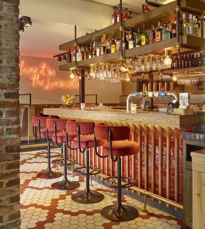 Versatile Scene Bar Stool Chairs Multi Color Tufted Backrest High Foot Bar Stool Velvet 3