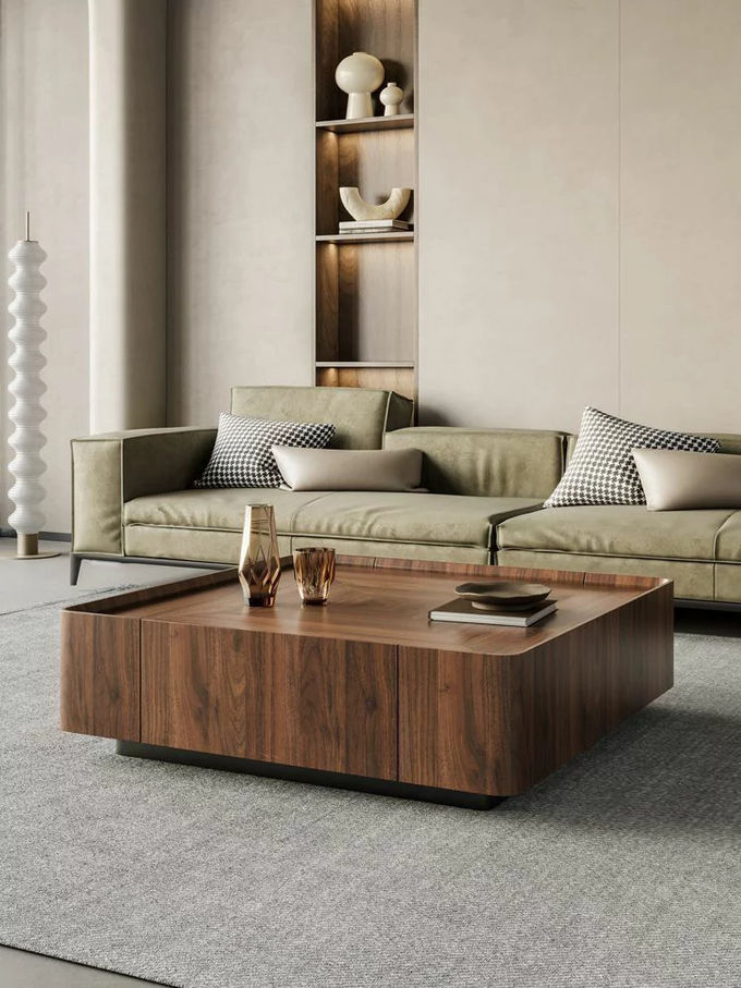 Black Walnut Coffee Table Nordic Light Luxury Square Tea Table For Lobby Office 0