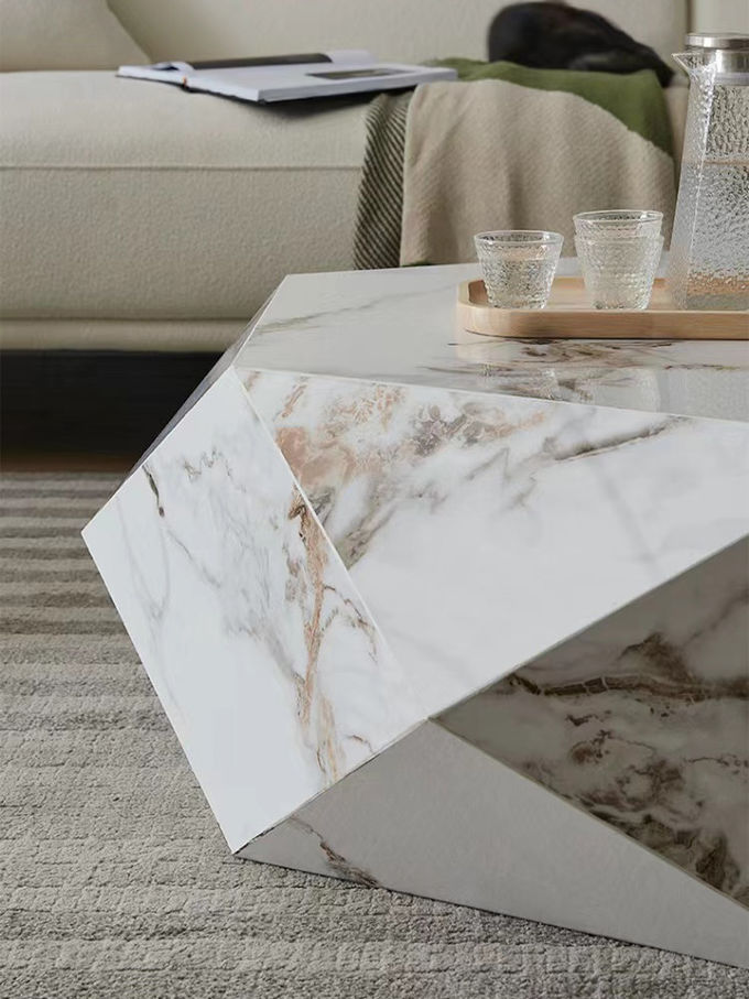 Custom Hotel Coffee Table Creative Diamond Polygon Marble Color 0