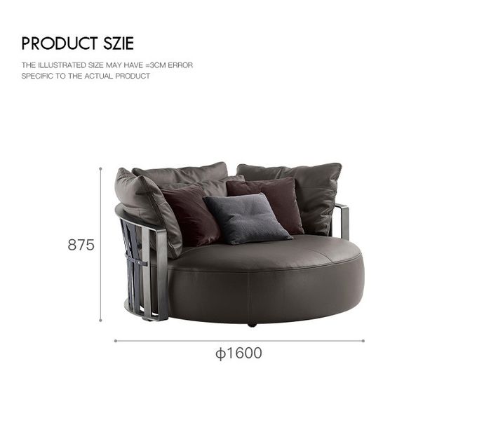 Detachable Custom Sofa Bed Italy Round Large Grey Black Cowhide Sofa Bed Furniture 3
