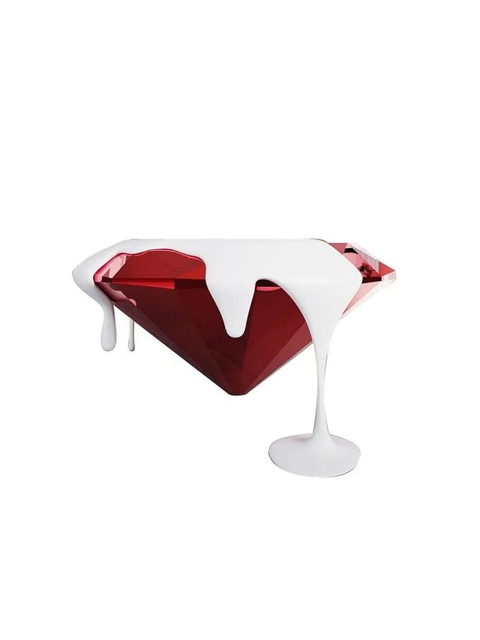 Multi Colour Fiberglass Coffee Table Unique Italian Design Diamond Lava Shape 0