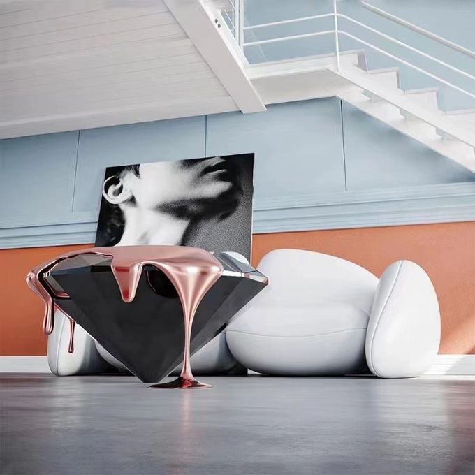 Multi Colour Fiberglass Coffee Table Unique Italian Design Diamond Lava Shape 3