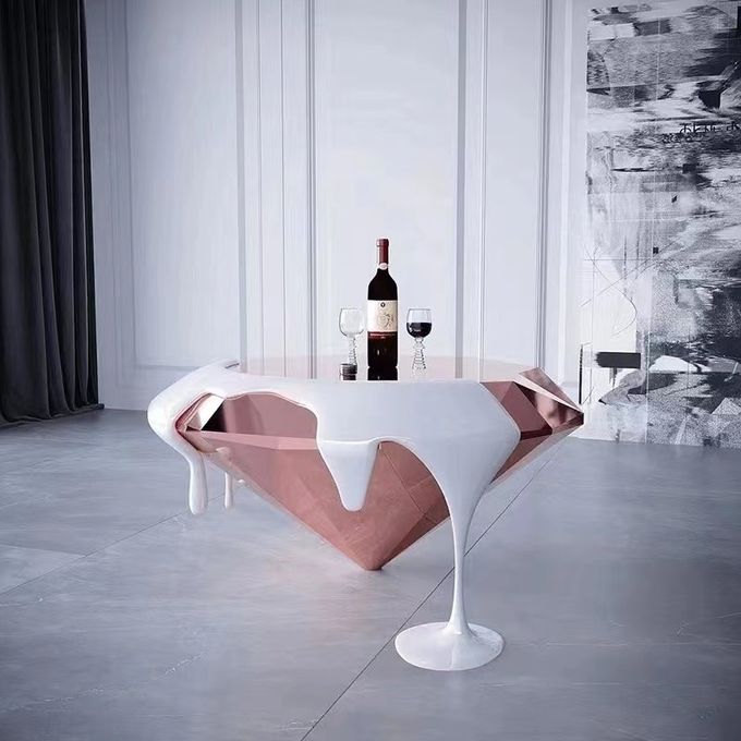 Multi Colour Fiberglass Coffee Table Unique Italian Design Diamond Lava Shape 1