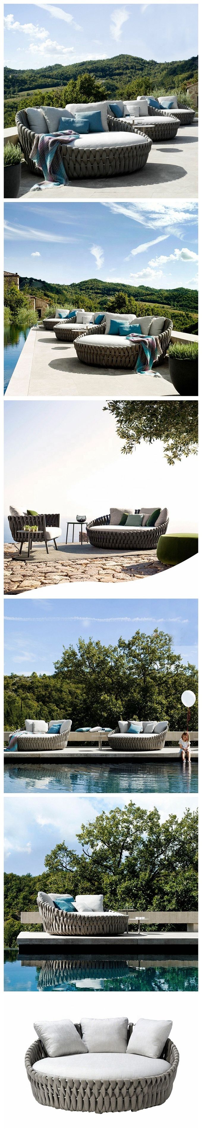 Bedroom Garden Line Daybed Lounger Bed Outdoor Furniture Rattan Bed 0