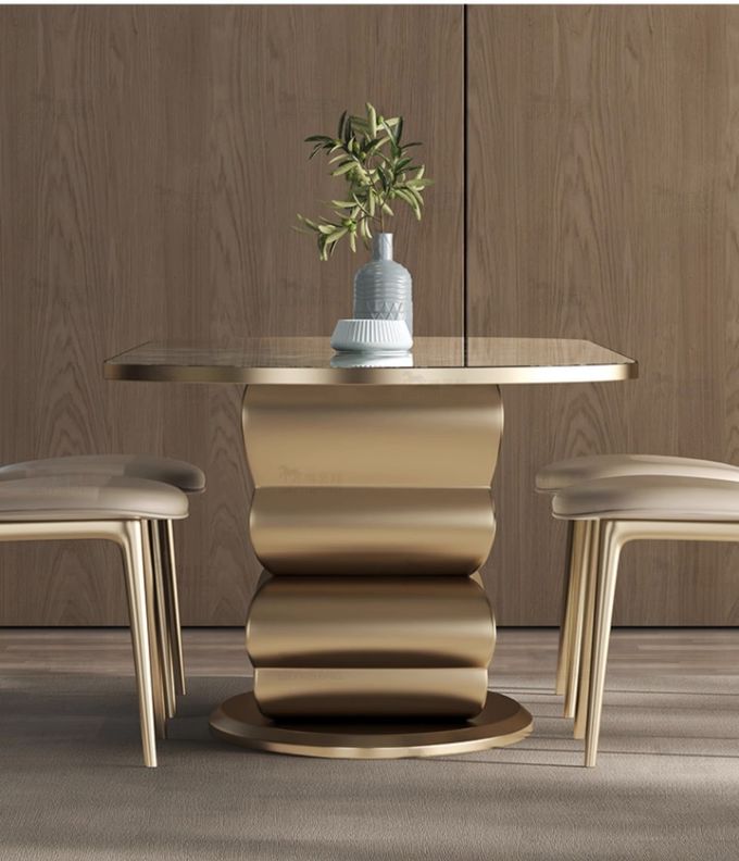 Fashionable Hotel Restaurant Furniture Marble Butterfly Shape Metal Base Dining Table 1