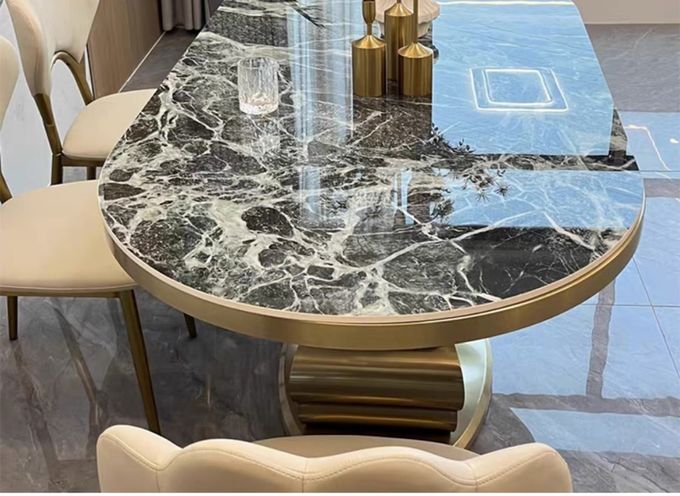 Fashionable Hotel Restaurant Furniture Marble Butterfly Shape Metal Base Dining Table 0