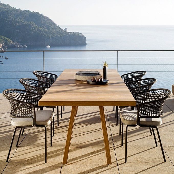 Durable Simple Patio Furniture Garden Table And Chairs Teak Outdoor Dining Set 2