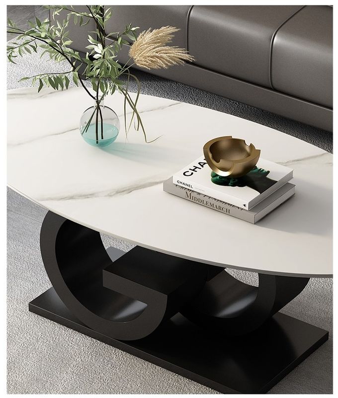 Minimalist Italian Creative Oval Marble Top Coffee Table Customized Size 2