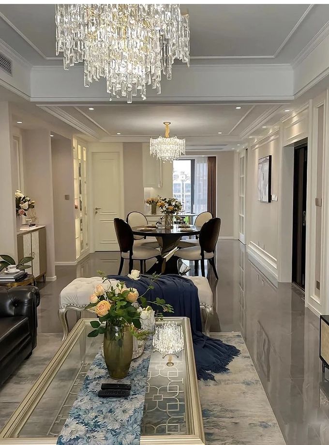 High End Red Solid Wood Table Top Stainless Steel Base Round Dining Tableish 0