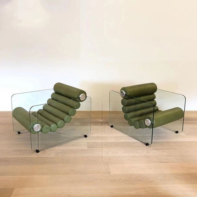 Simple Transparent Acrylic Leisure Single Chair Fiberglass Shaped Recliner 3