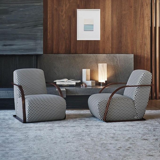 Italian Simple Single Sofa Chair Fabric Leisure Tiger Arm Chair 4