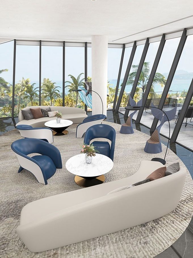 Creative Black Hotel Lobby Furniture Leather Aircraft Chair Leisure And Public Cafe 1