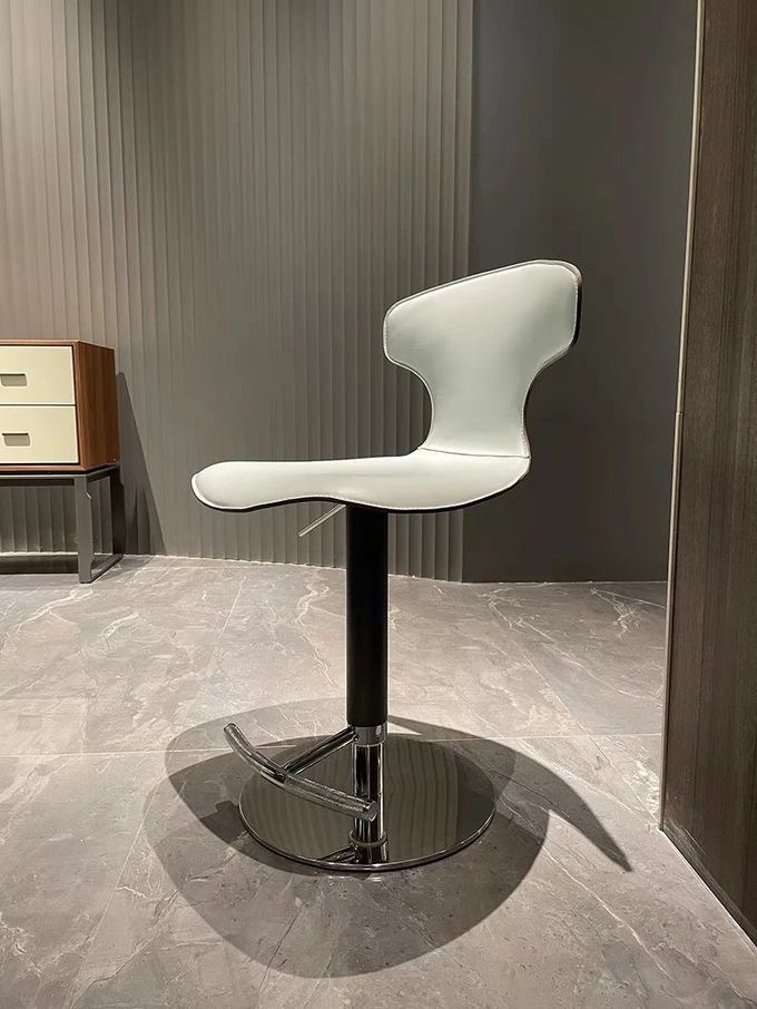 Adjustable Stylish Bar Stools Modern White Minimalist SS Base For Casual Entertainment Area 5