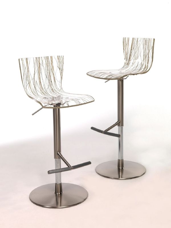 Polishing Hotel Restaurant Furniture Transparent Adjustable Bar Stools 2