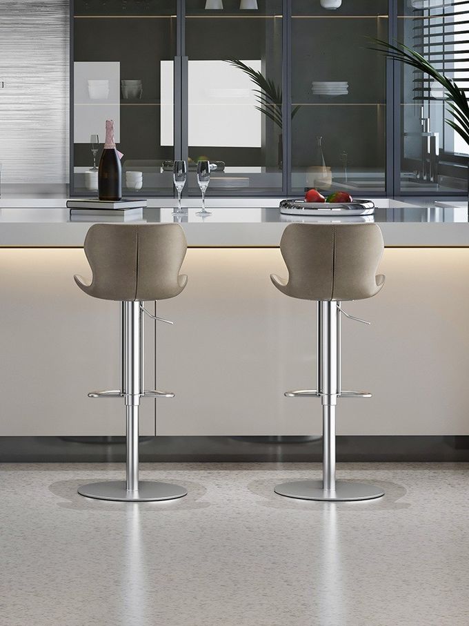 Hotel Restaurant Lift Swivel Bar Stool Light Luxury Home Bar Club Chairs 4