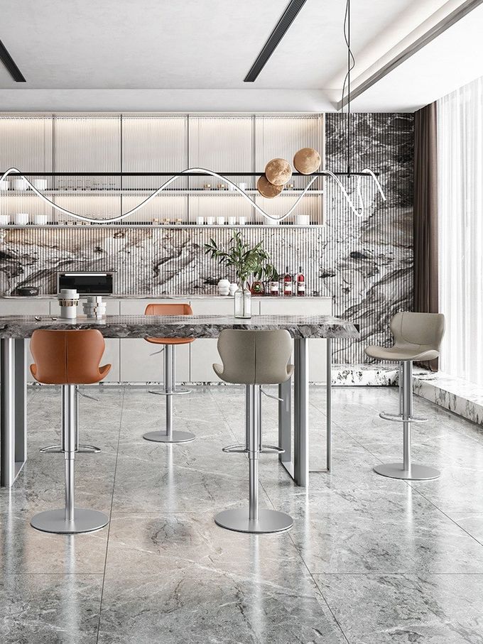 Hotel Restaurant Lift Swivel Bar Stool Light Luxury Home Bar Club Chairs 1