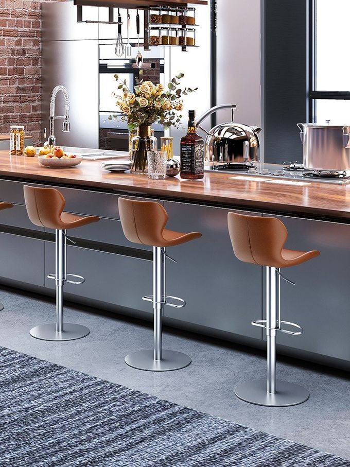 Hotel Restaurant Lift Swivel Bar Stool Light Luxury Home Bar Club Chairs 2