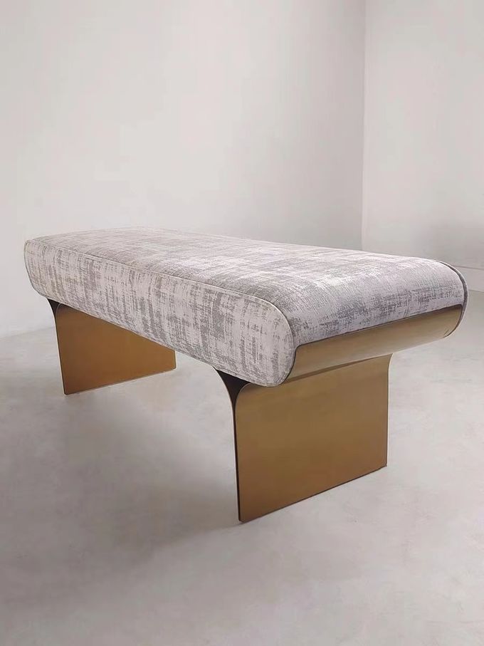 Fashion Living Room Sofa Stainless Steel Hotel Room Bedside Bench Matte Finish 3