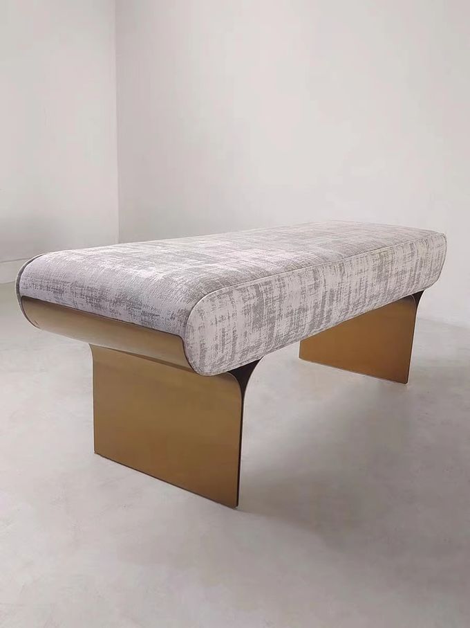 Fashion Living Room Sofa Stainless Steel Hotel Room Bedside Bench Matte Finish 2