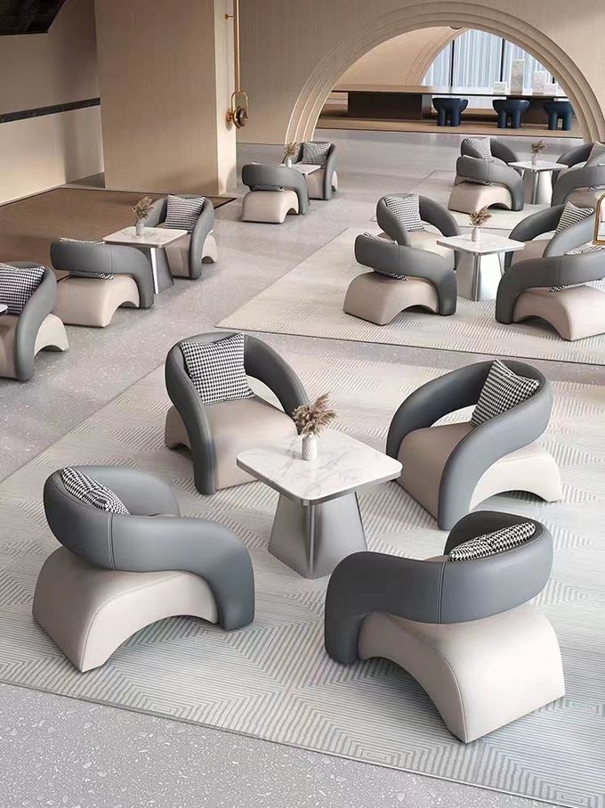 Creative Black Hotel Lobby Furniture Leather Aircraft Chair Leisure And Public Cafe 3