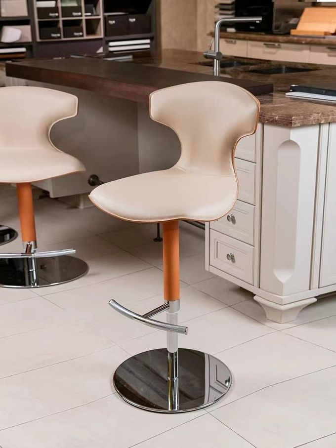 Adjustable Stylish Bar Stools Modern White Minimalist SS Base For Casual Entertainment Area 1