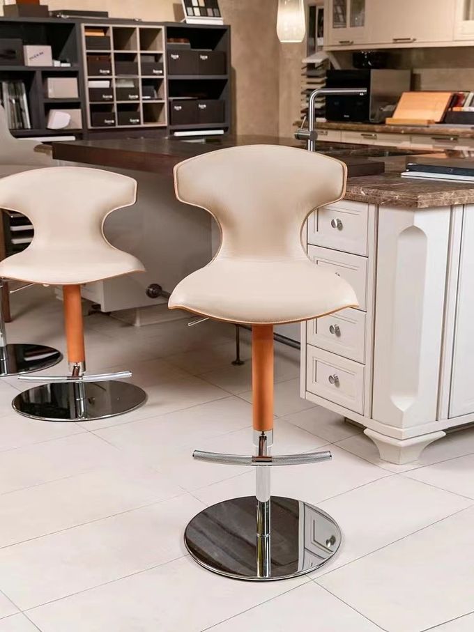 Adjustable Stylish Bar Stools Modern White Minimalist SS Base For Casual Entertainment Area 3