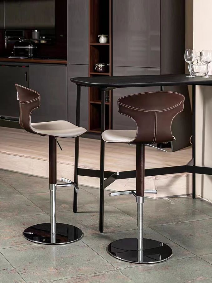 Adjustable Stylish Bar Stools Modern White Minimalist SS Base For Casual Entertainment Area 4