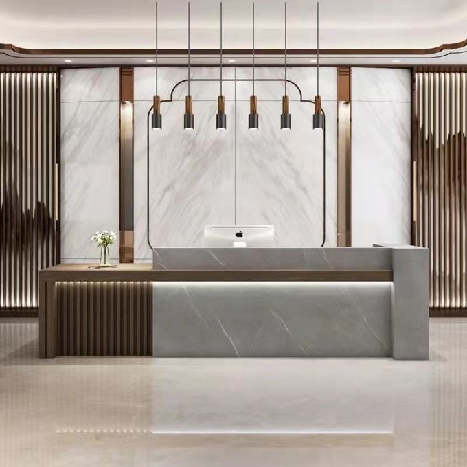 Commercial Hotel Lobby Furniture Upscale Hotel Reception 5 Models Open Front Desk 3