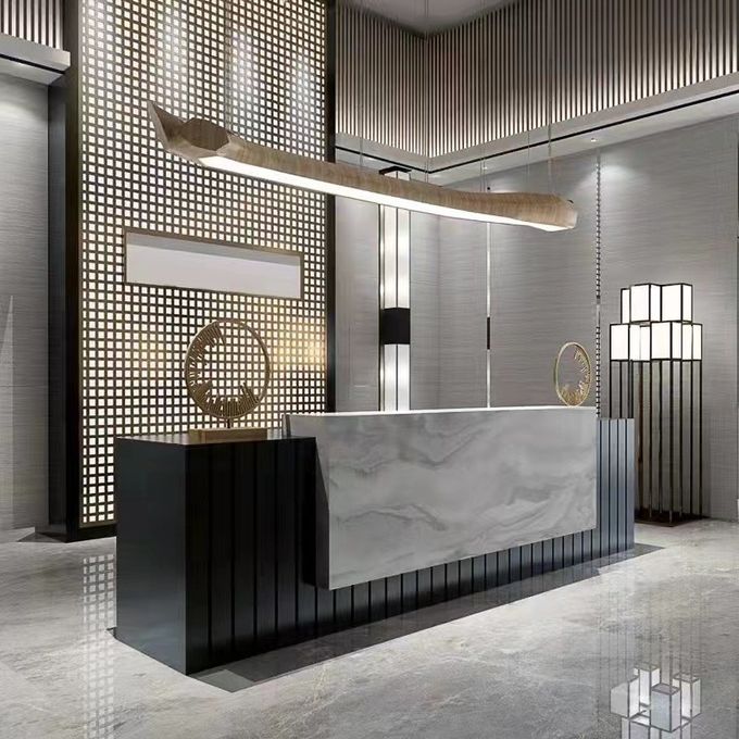 Commercial Hotel Lobby Furniture Upscale Hotel Reception 5 Models Open Front Desk 2