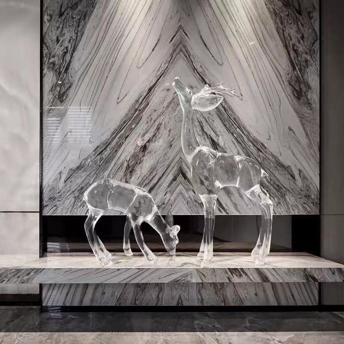 Hotel Decor Deer Stainless Steel Mirror Sculpture Garden Scenic Courtyard Park 3