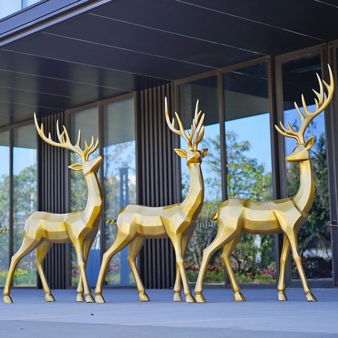 Fiberglass Sculpture Plum Blossom Deer Hotel Lobby Furniture Garden Landscaping Property 5