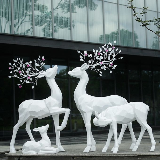 Fiberglass Sculpture Plum Blossom Deer Hotel Lobby Furniture Garden Landscaping Property 0