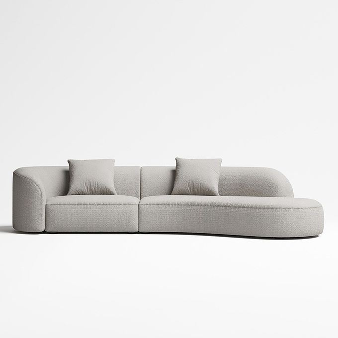 Rice White Hotel Lobby Curved Sofa Modern Interior Teddy Fabric Couch 3