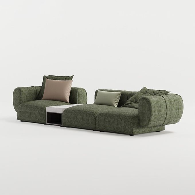 Luxury Comfort Sofa Furniture Set Green Fabric Elegant Interior Decoration 3
