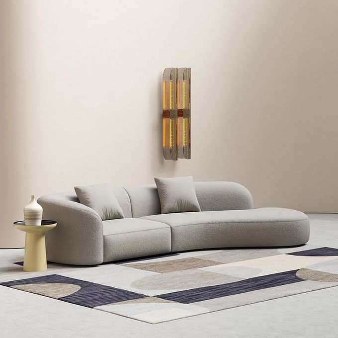 Rice White Hotel Lobby Curved Sofa Modern Interior Teddy Fabric Couch 0