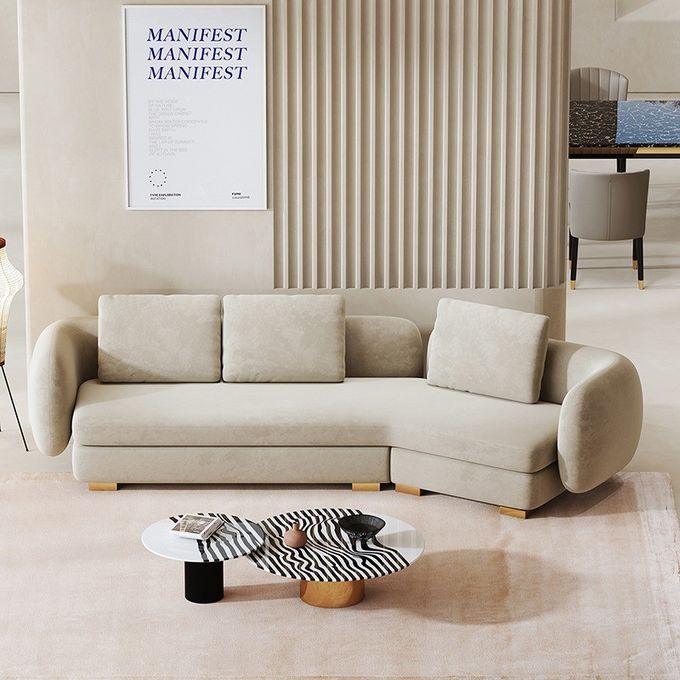 Modern 3 4 5 Star Hotel Lobby Furniture 4 Seater Reception Curved Sofa Set 2