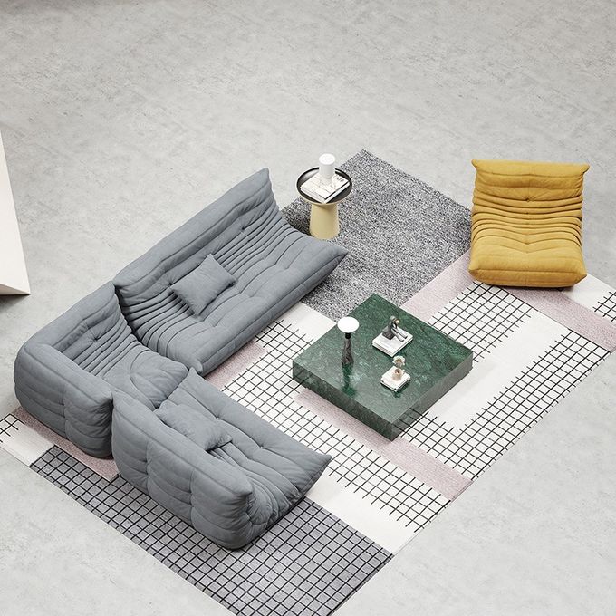 High End Hotel Lobby Lounge Fabric Relaxing Lazy Togo Unit Sofa Set 2