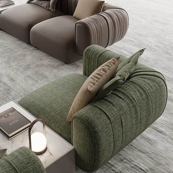 Luxury Comfort Sofa Furniture Set Green Fabric Elegant Interior Decoration 1