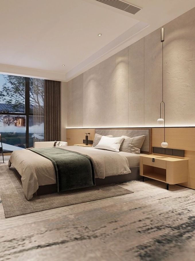 Customised Modern 5 Star Bedroom Furniture Standard Comfortable Wooden Beds 4