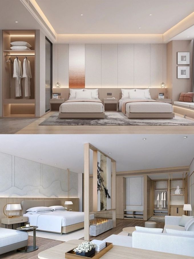 Customised Modern 5 Star Bedroom Furniture Standard Comfortable Wooden Beds 2