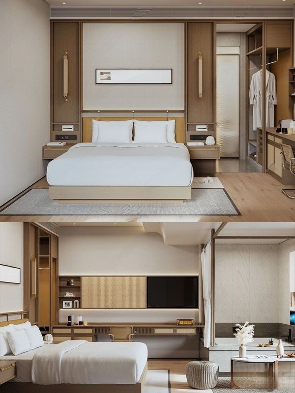 Customised Modern 5 Star Bedroom Furniture Standard Comfortable Wooden Beds 1