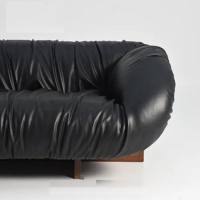 High End Five Star Hotel Presidential Suite Reception Pleated Leather Sofa 3